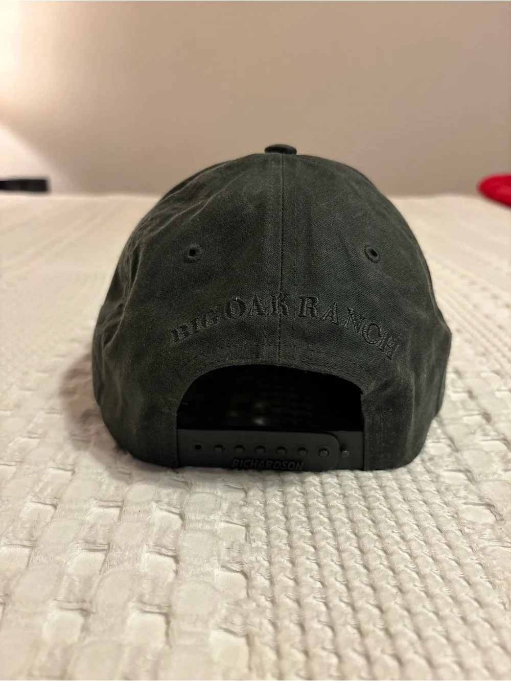Men's Dark Green Canvas Baseball Cap with Brown Leather Patch
